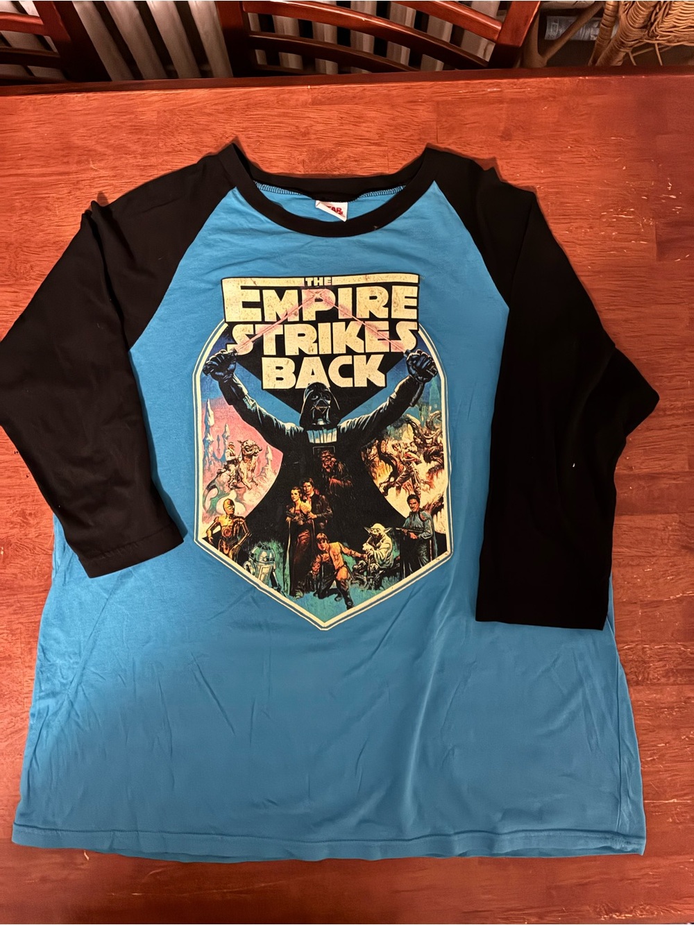Star Wars Empire Strikes Back Darth Vader 3/4 Sleeve Raglan Shirt XL 23x28